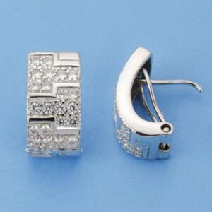 18K PENDIENTES ORO BLANCO CIRCONITAS 18X9 MM