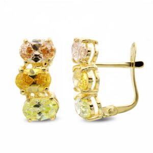 18K PENDIENTES ORO AMARILLO CON CIRCONITAS DE COLOR 14X7 MM CATALAN