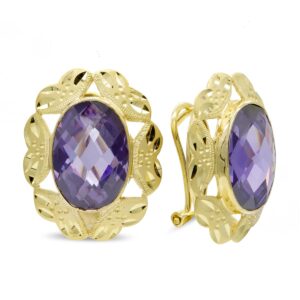 18K PENDIENTES PIEDRA OVAL AMATISTA 14X10 MM 18K PENDIENTES PIEDRA OVAL AMATISTA 14X10 MM