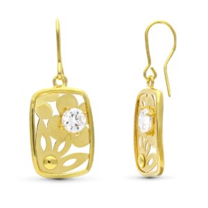 18K PENDIENTES ORO AMARILLO FLOR LASER CON CIRCONITA 22X14 MM 18K PENDIENTES ORO AMARILLO FLOR LASER CON CIRCONITA 22X14 MM