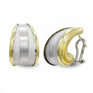 18K PENDIENTES ORO BICOLOR MATE Y BRILLO