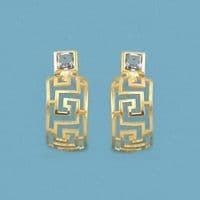 18K PENDIENTES GRECA PIEDRAS CUADRADAS