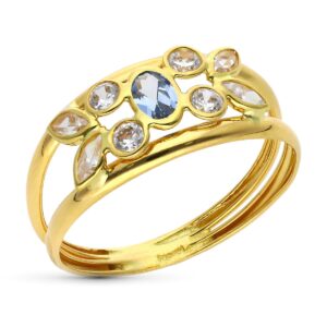18K SORTIJA ORO AMARILLO PIEDRA COLOR Y CIRCONITA 18K SORTIJA ORO AMARILLO PIEDRA COLOR Y CIRCONITA