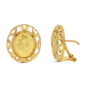 18K PENDIENTES ORO AMARILLO MONEDA OVAL. 17X15 MM
