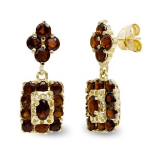 18K PENDIENTES ORO AMARILLO LARGOS GRANATES CIERRE PRESION 18K PENDIENTES ORO AMARILLO LARGOS GRANATES CIERRE PRESION