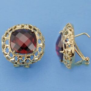 18K PENDIENTES ORO AMARILLO GRANATE 20X20 MM 18K PENDIENTES ORO AMARILLO GRANATE 20X20 MM