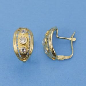 18K PENDIENTES ORO AMARILLO CIRCONITAS 15X9 MM