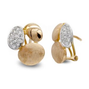 18K PENDIENTES ORO BICOLOR ROJO Y BLANCO CON CIRCONITAS