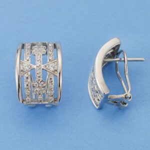 18K PENDIENTES ORO BLANCO CIRCONITAS 16X11 MM