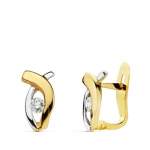 18K PENDIENTES BICOLOR CIRCONITAS 10X5 MM 18K PENDIENTES BICOLOR CIRCONITAS 10X5 MM