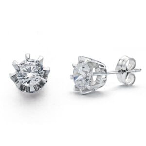 18K PENDIENTES SOLITARIO ORO BLANCO 7 MM 18K PENDIENTES SOLITARIO ORO BLANCO 7 MM