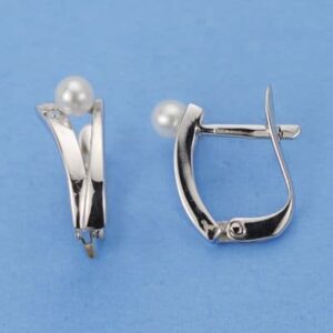 18K PENDIENTES PERLA ORO BLANCO 13X5 MM