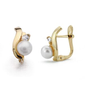 18K PENDIENTES COMUNION PERLA 12X6 MM