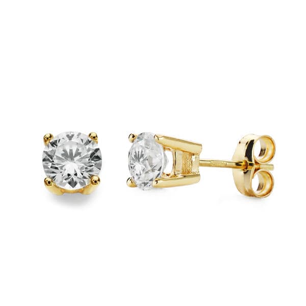 18K PENDIENTES GARRAS ORO AMARILLO 5.5 MM PRESION
