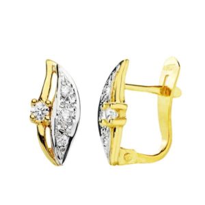 18K PENDIENTES BICOLOR CIRCONITAS 12X6 MM