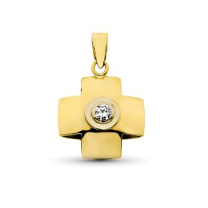 18K CRUZ ORO AMARILLO CON CIRCONITA 18X15 MM 18K CRUZ ORO AMARILLO CON CIRCONITA 18X15 MM