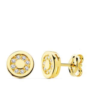 18K PENDIENTES REDONDOS CIRCONITAS 7 MM