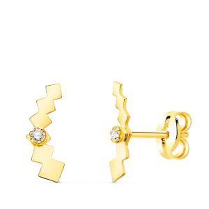 18K PENDIENTES ORO AMARILLO TREPADOR MINI CUBOS CON CIRCONITA 10X3 MM 18K PENDIENTES ORO AMARILLO TREPADOR MINI CUBOS CON CIRCONITA 10X3 MM