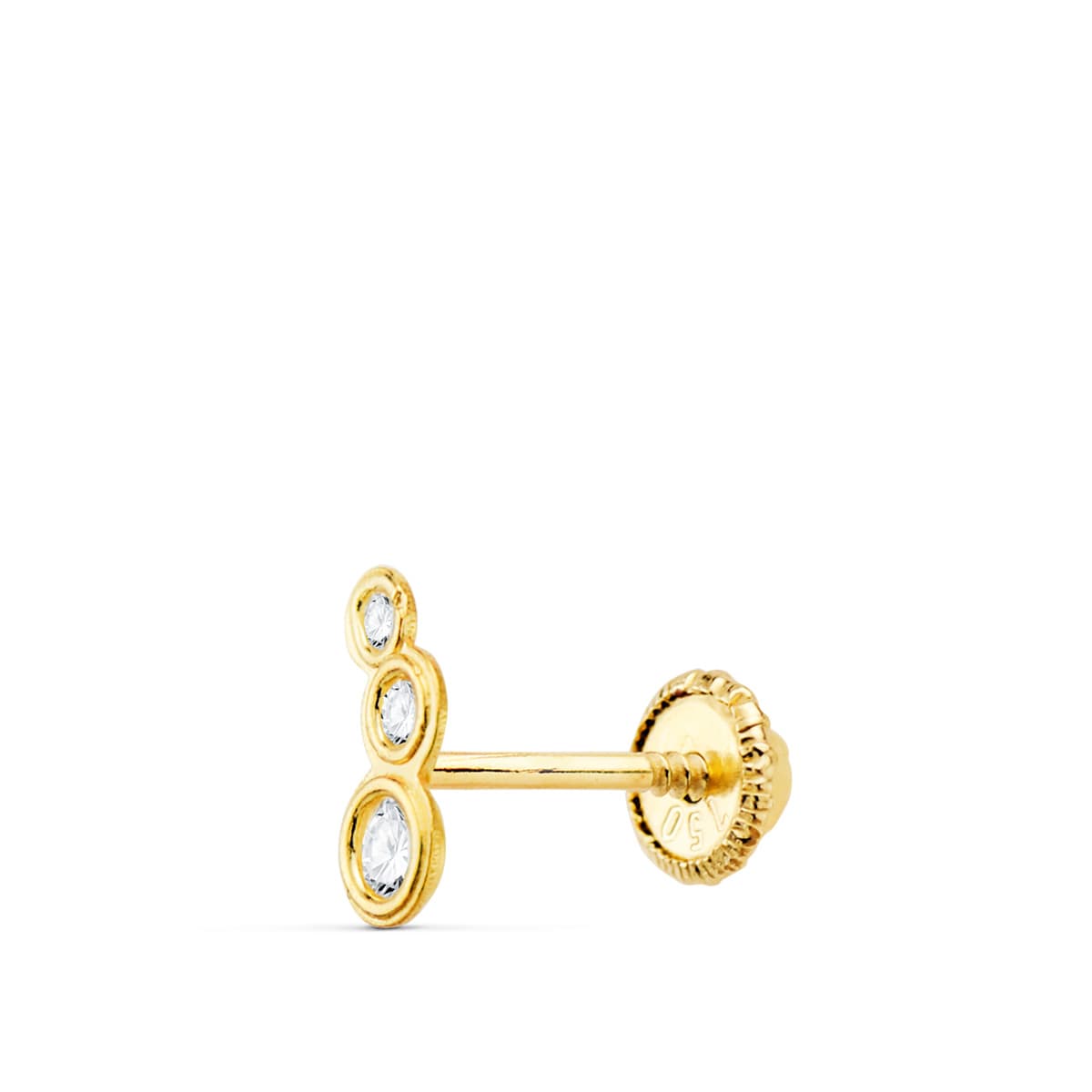 18K PIERCING OREJA ORO AMARILLO CIRCONITAS BOCEL 6.5X3 MM (3 UNIDADES MINIMO)