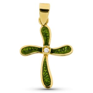 18K CRUZ ORO AMARILLO ESMALTADA CIRCONITA 21X15 MM 18K CRUZ ORO AMARILLO ESMALTADA CIRCONITA 21X15 MM