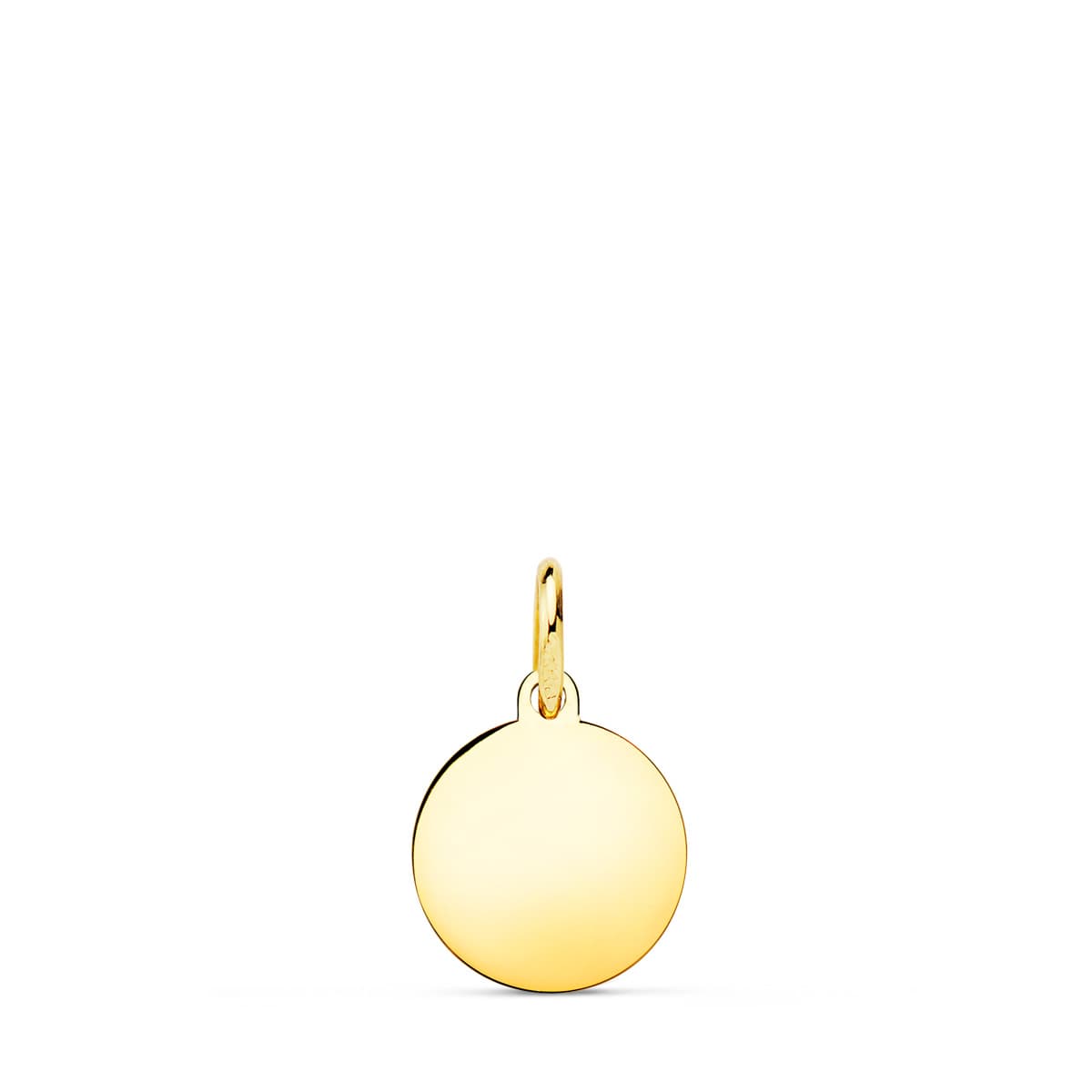 18K CHAPA DISCO ORO AMARILLO LISO EN BRILLO 10 MM