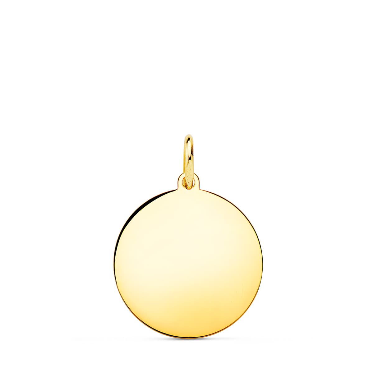 18K CHAPA DISCO ORO AMARILLO LISO EN BRILLO 16 MM