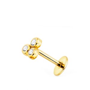 18K PIERCING OREJA ORO AMARILLO TRIANGULO CON CIRCONITAS 5X3.5 MM ( UNIDAD )