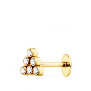 18K PIERCING OREJA ORO AMARILLO TRIANGULO CIRCONITAS 5.5X5 MM ( UNIDAD )