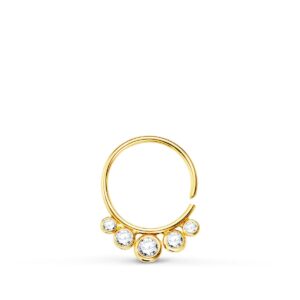 18K PIERCING OREJA ORO AMARILLO REDONDO CON CIRCONITAS 13X10 MM