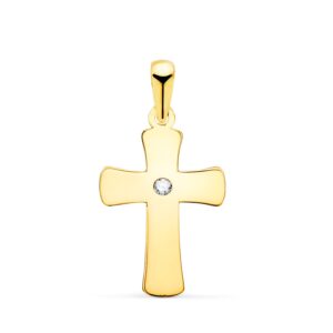 18K CRUZ ORO AMARILLO LISA EN BRILLO CON CIRCONITA 20 X 12 MM 18K CRUZ ORO AMARILLO LISA EN BRILLO CON CIRCONITA 20 X 12 MM