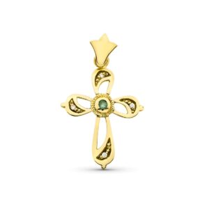 18K CRUZ ORO AMARILLO PIEDRA Y CIRCONITAS 28X20 MM 18K CRUZ ORO AMARILLO PIEDRA Y CIRCONITAS 28X20 MM