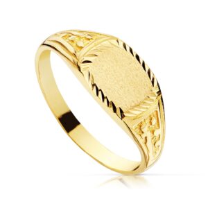 18K SELLO ORO AMARILLO CADETE TALLADO 18K SELLO ORO AMARILLO CADETE TALLADO