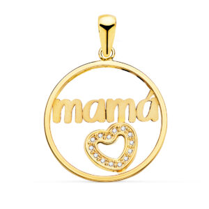 18K COLGANTE ORO AMARILLO CORAZON DE CIRCONTIAS Y MAMA REDONDO 20 MM 18K COLGANTE ORO AMARILLO CORAZON DE CIRCONTIAS Y MAMA REDONDO 20 MM