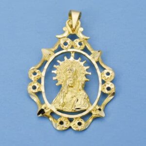 18K MEDALLA VIRGEN DE LINAREJOS CERCO 38X27 MM