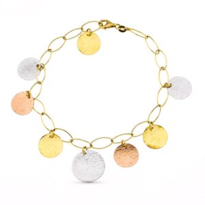18K PULSERA TRICOLOR CHAPITAS 18K PULSERA TRICOLOR CHAPITAS
