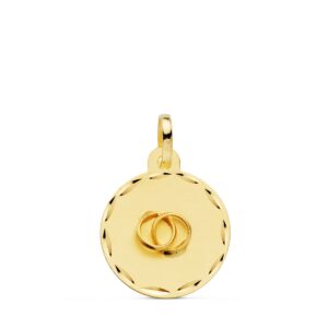 18K CHAPA DISCO  REDONDO ALIANZAS TALLADO 16 MM